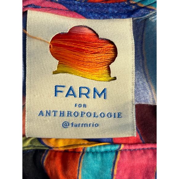 Farm Rio x Anthropologie Pants Large High Rise Striped Rainbow Wide Leg - Picture 9 of 10